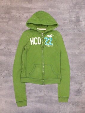 Vintage VTG Y2K 2000's 00's Hollister Double Zip Green Hoodie